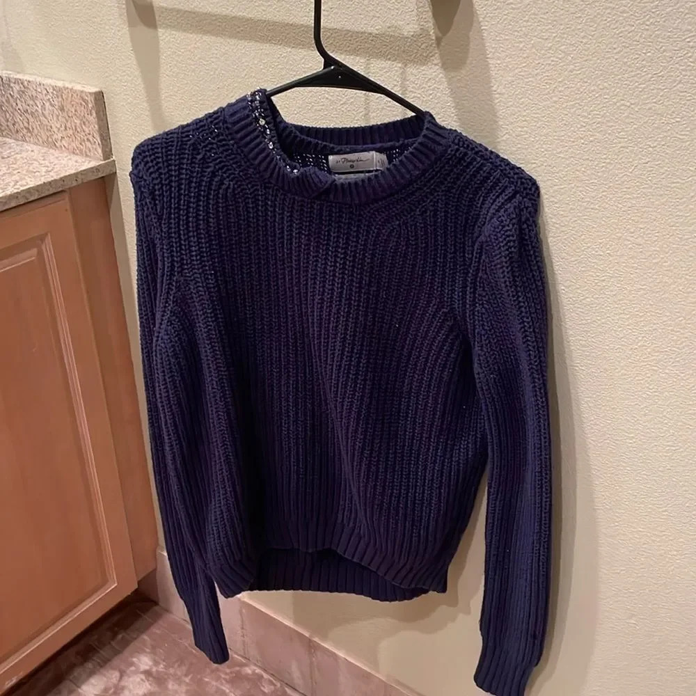 3.1 Phillip Lim for Target woman's navy blue sweater with jewels